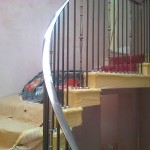 Banister shotblasted and masked ready for painting